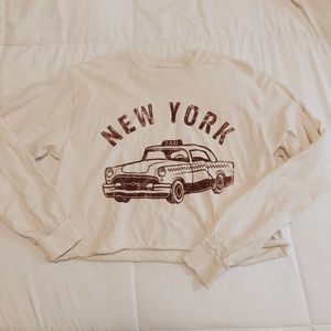 Cropped “New York” Long Sleeve Tee